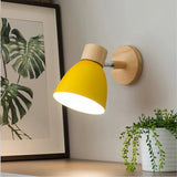 Applique murale scandinave bois et métal orientable macaron pour chevet
