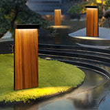 Borne lumineuse extérieure LED effet bois rectangulaire moderne IP65 pour jardin