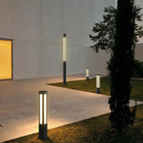 Borne lumineuse extérieure cylindrique moderne LED noir aluminium IP65 pour jardin