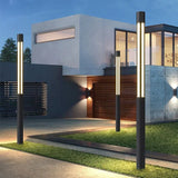 Borne lumineuse extérieure cylindrique moderne LED noir aluminium IP65 pour jardin