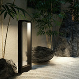 Borne lumineuse extérieure rectangulaire noire LED moderne IP65 pour jardin