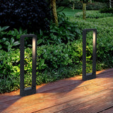 Borne lumineuse extérieure rectangulaire noire LED moderne IP65 pour jardin