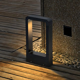 Borne lumineuse extérieure rectangulaire noire LED moderne IP65 pour jardin