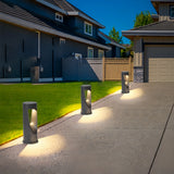 Borne lumineuse jardin LED cylindrique en aluminium noir moderne IP65