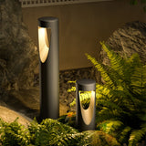 Borne lumineuse jardin LED cylindrique en aluminium noir moderne IP65