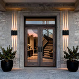 Applique murale extérieure design moderne LED haut et bas noir aluminium IP65 pour porche