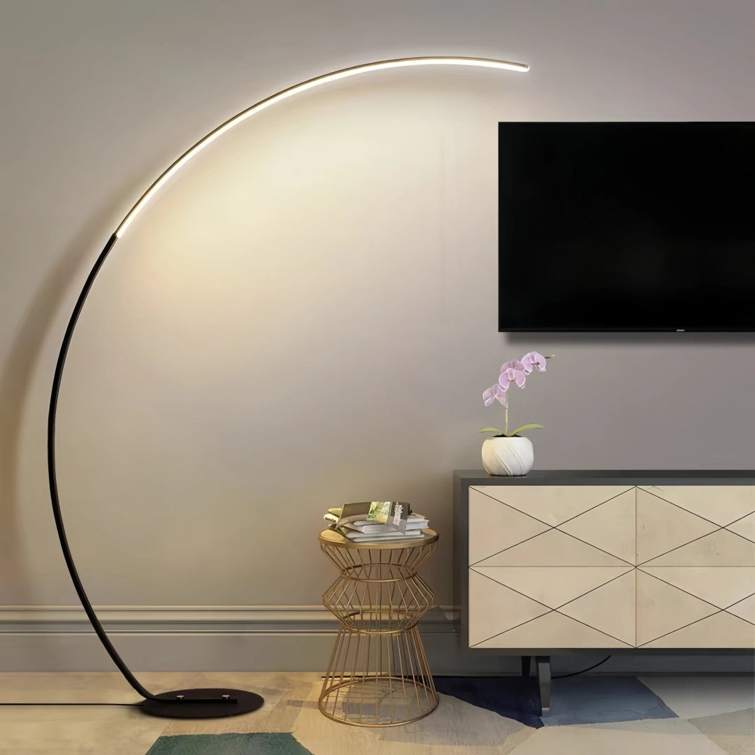 Lampadaire en arc LED minimaliste dimmable pour salon