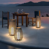 Lampadaire solaire extérieur lanterne moderne effet bambou IP65 pour terrasse