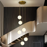 Lustre escalier moderne à boules en verre LED