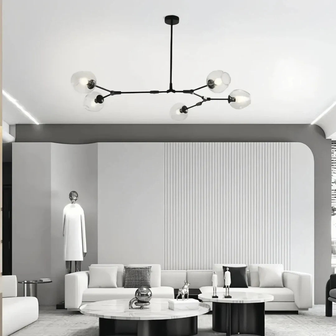 Lustre moléculaire moderne en verre LED ajustable pour salon