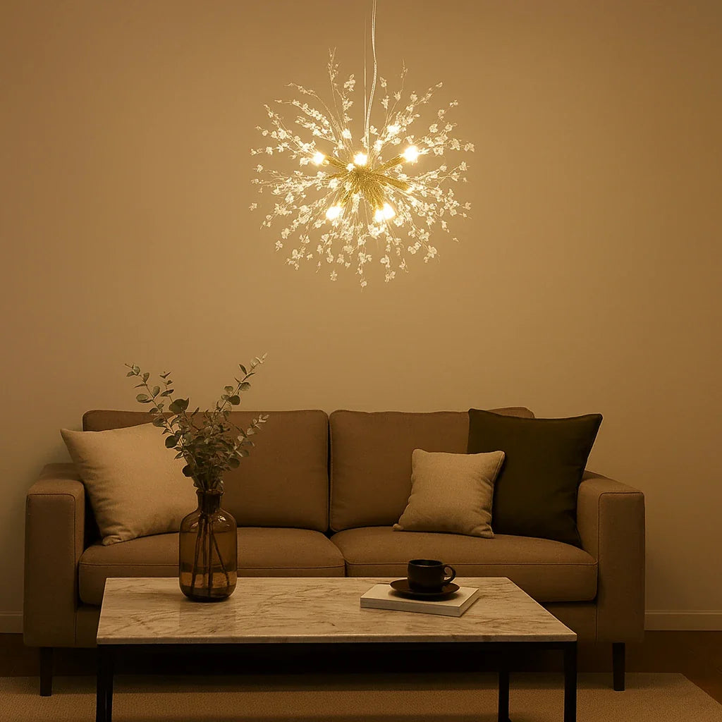 Lustre pissenlit en cristal LED moderne réglable en hauteur pour salle à manger