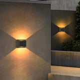 Applique exterieur haut bas LED solaire moderne en métal noir IP65