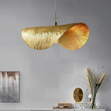 Suspension Feuille Laiton LED Design Moderne Doré Salle À Manger