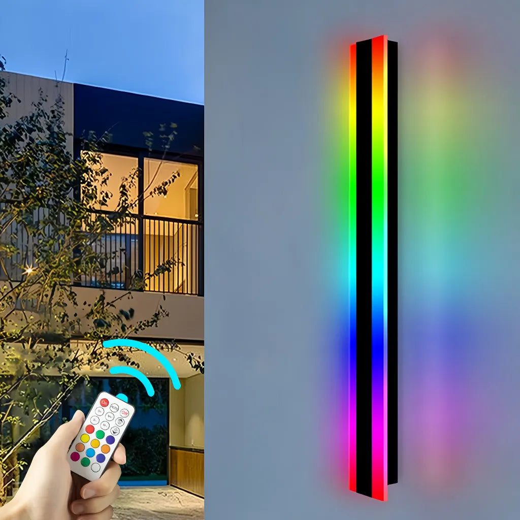 Applique murale extérieure longue LED RGB noir moderne IP65