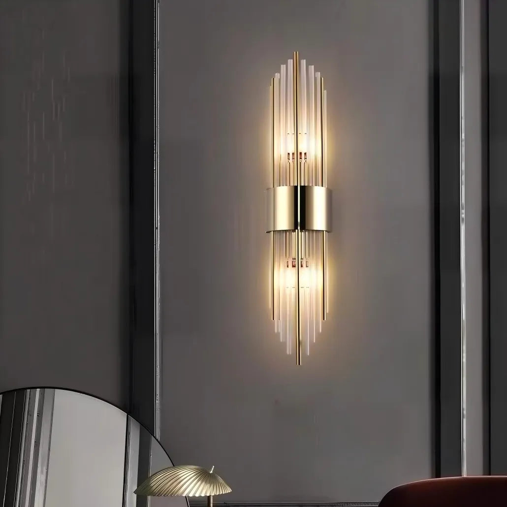Applique Murale Art Deco Verre Dorée LED Pour Salon