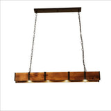 Suspension en bois rectangulaire LED design vintage pour salle à manger