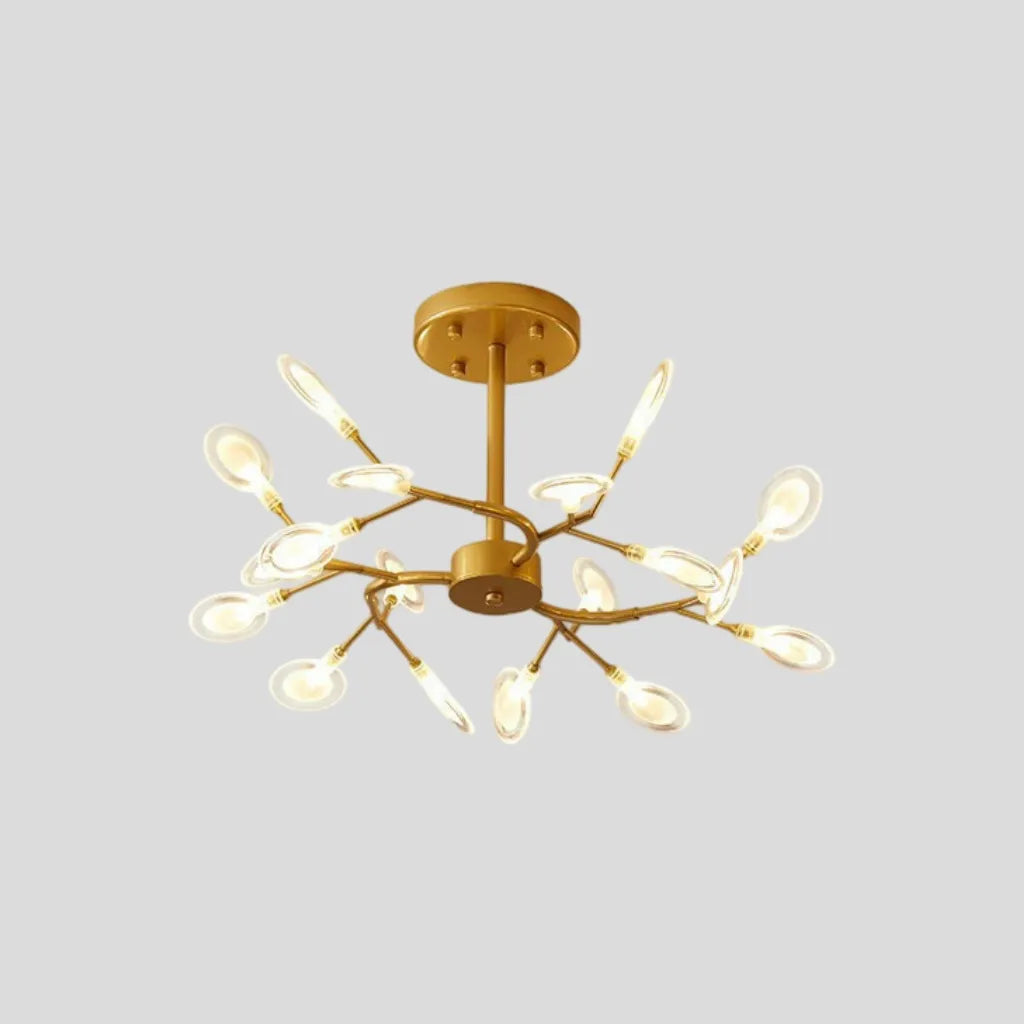 Lustre Moderne à Plusieurs Branches en Acrylique Transparent pour Salon