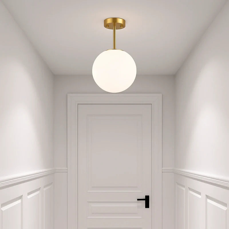 Plafonnier Boule de Verre LED Moderne pour Couloir