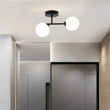 Plafonnier couloir moderne boule en verre blanc avec LED