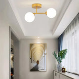 Plafonnier couloir moderne boule en verre blanc avec LED