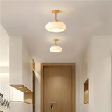 Plafonnier de couloir en verre et bois LED dimmable scandinave