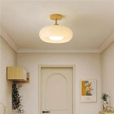 Plafonnier de couloir en verre et bois LED dimmable scandinave