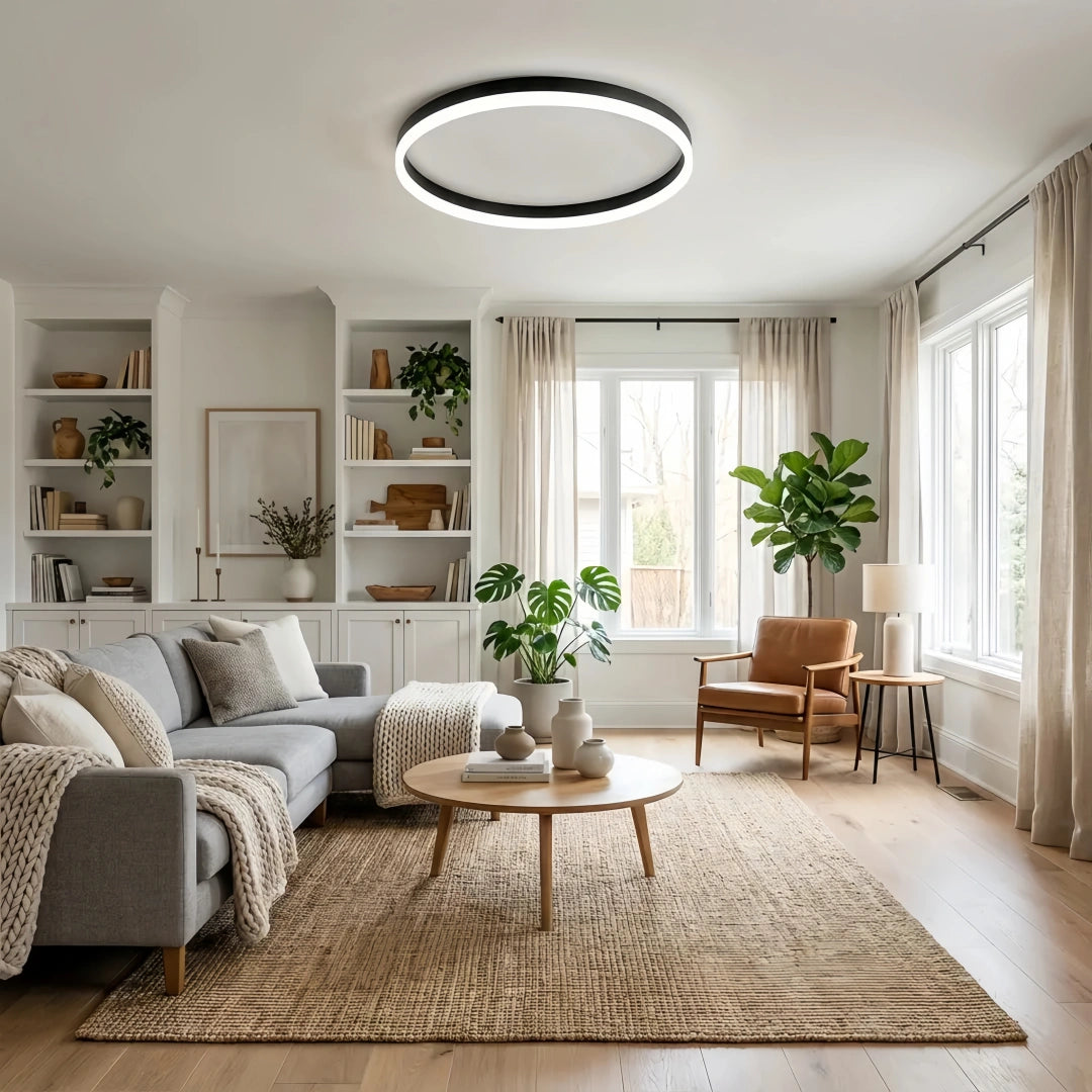 Plafonnier en anneau minimaliste LED dimmable pour salon