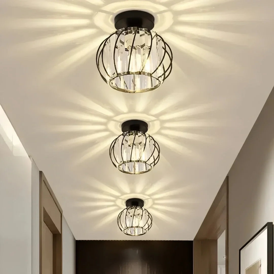 Plafonnier en cristal moderne lanterne LED pour couloir