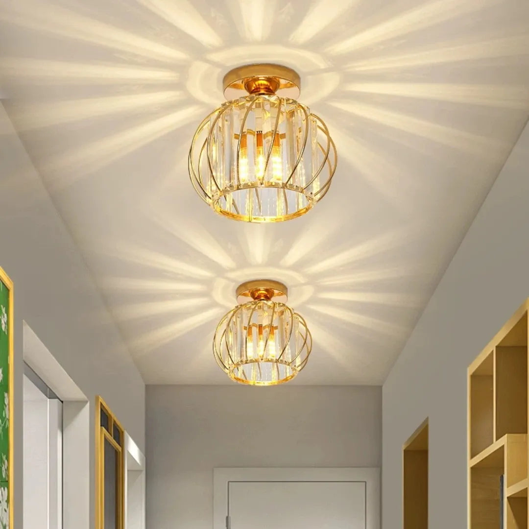 Plafonnier en cristal moderne lanterne LED pour couloir