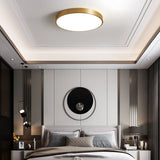 Plafonnier en laiton rond moderne LED dimmable pour chambre