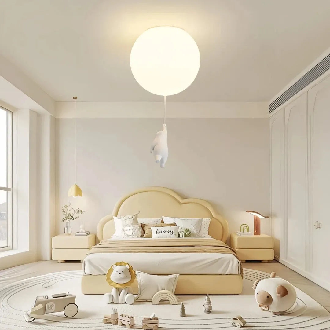 Plafonnier enfant ours et ballon LED dimmable blanc pour chambre