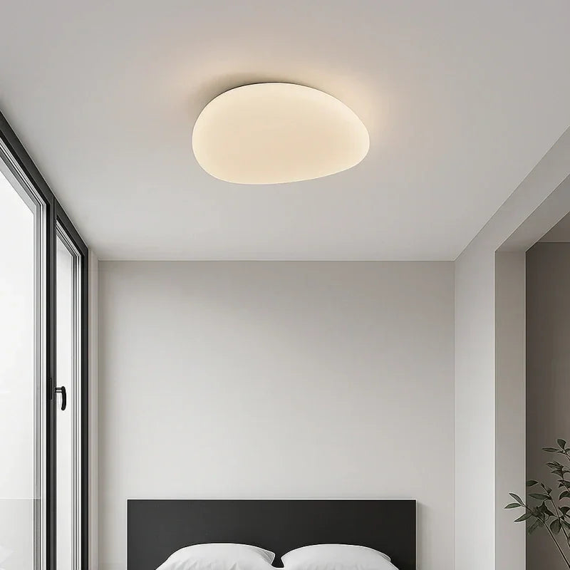 Plafonnier galet blanc LED dimmable moderne pour chambre