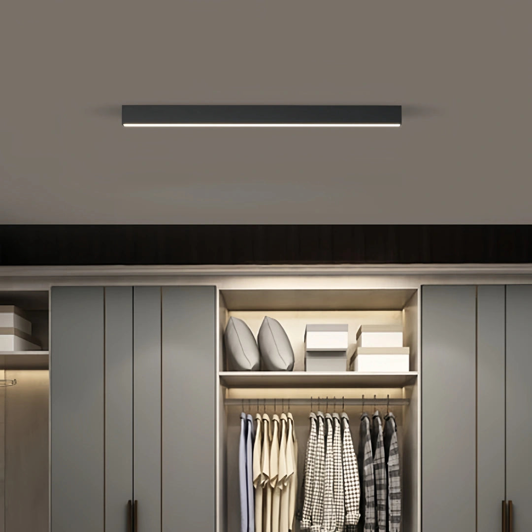 Plafonnier linéaire noir minimaliste LED dimmable en métal pour salon