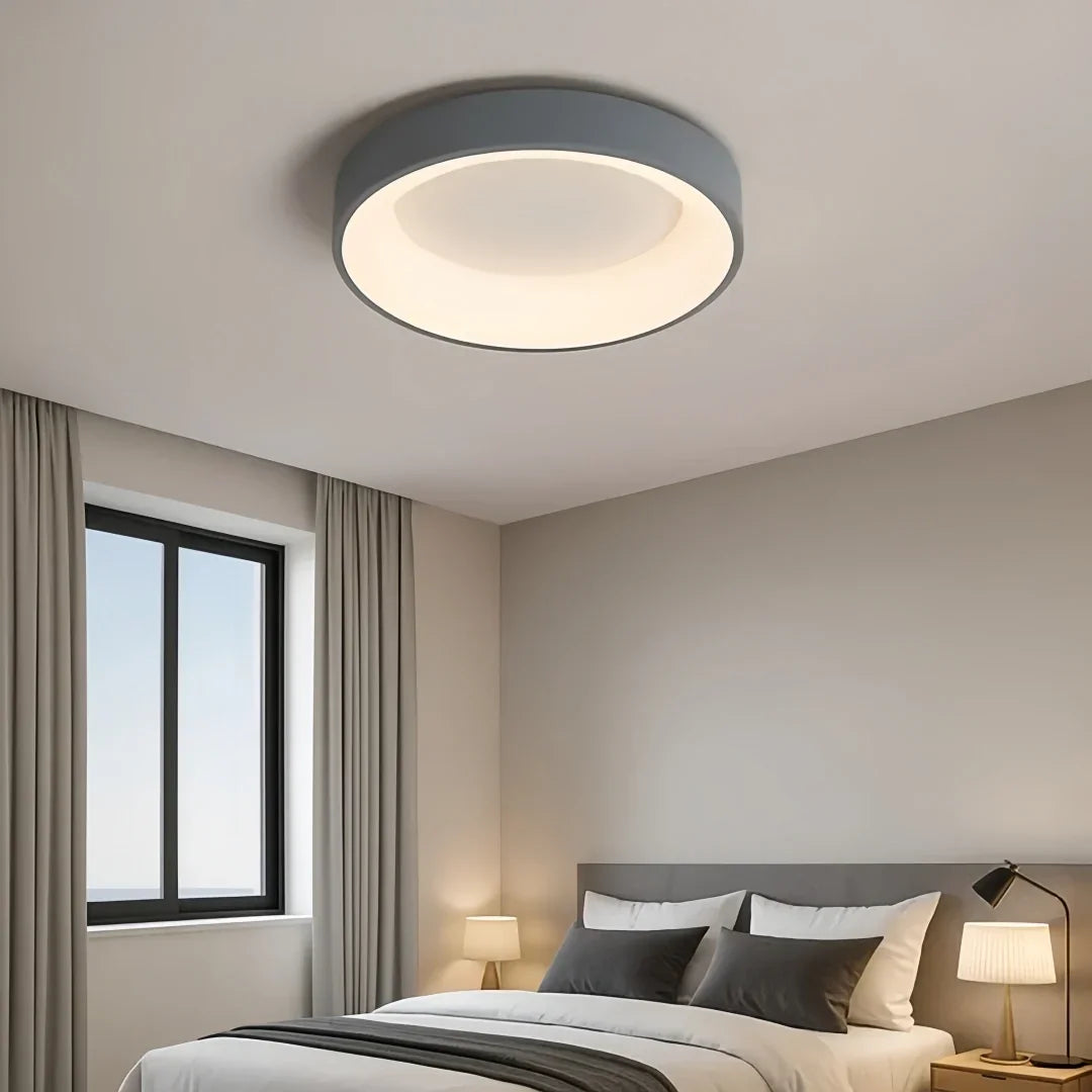 Plafonnier rond moderne LED dimmable en métal et acrylique pour chambre