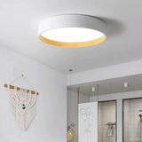 Plafonnier rond scandinave effet bois LED Dimmable pour chambre
