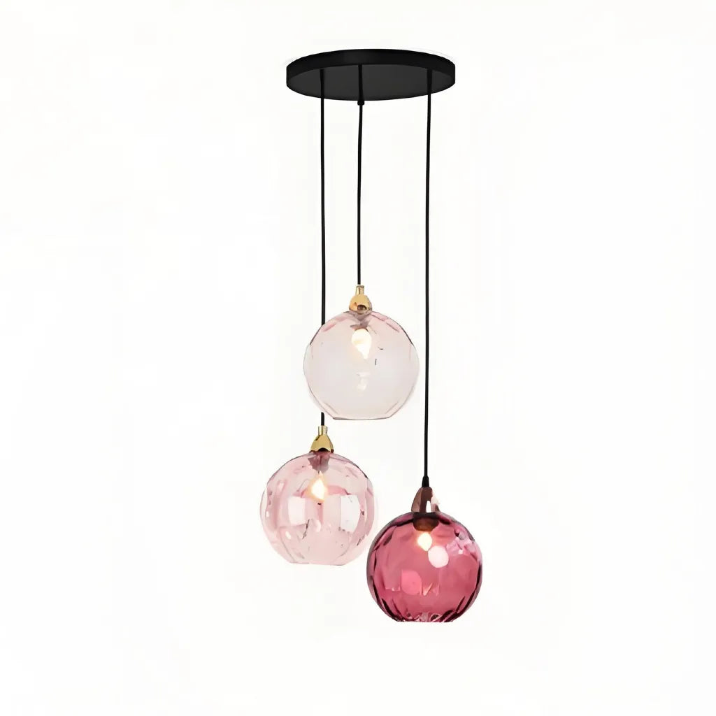 Suspension 3 boules colorées en verre LED scandinave pour salle à manger