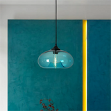 Suspension en verre coloré ovale moderne réglable en hauteur salle à manger