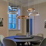 Suspension anneau en inox LED dimmable moderne pour salle à manger