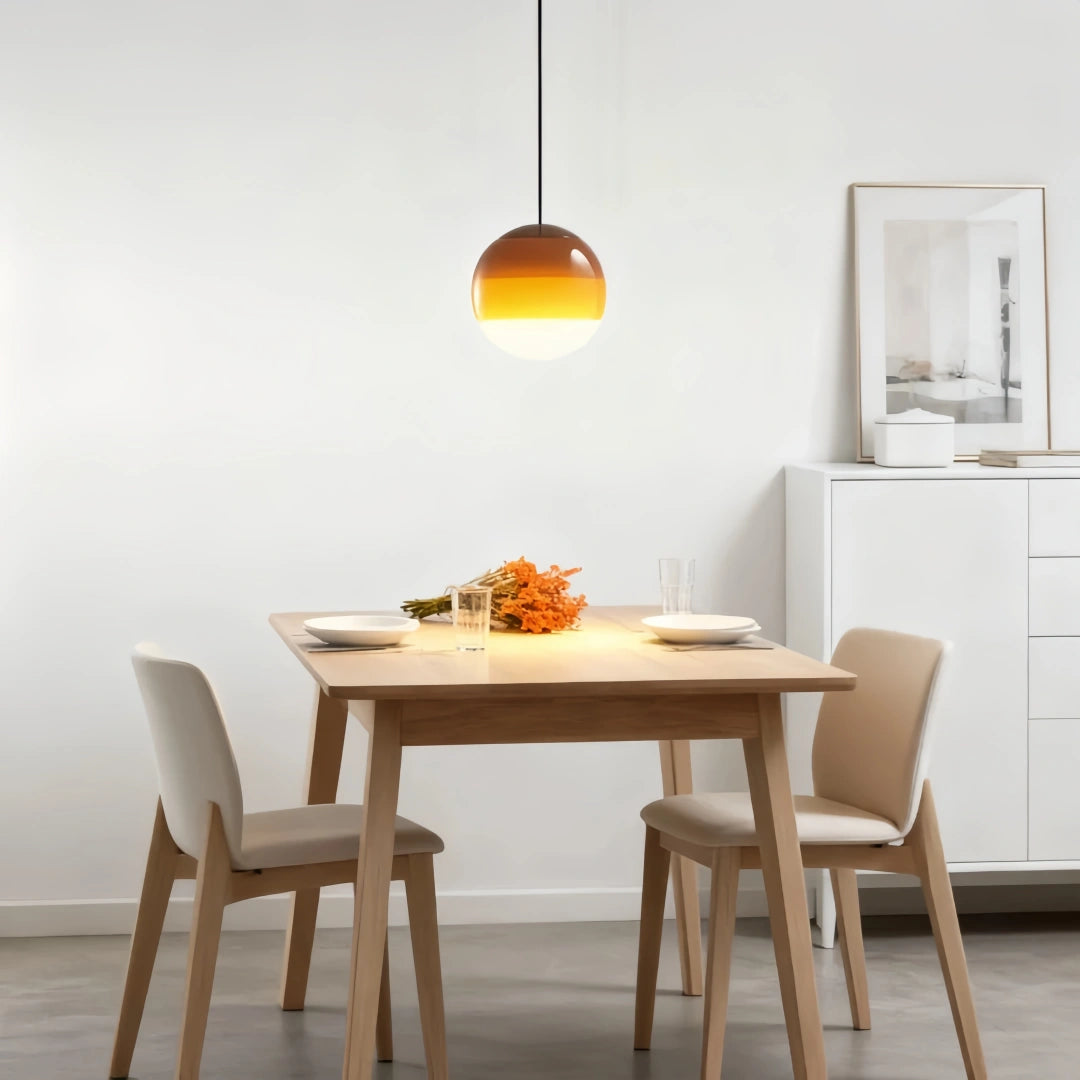 Suspension boule en verre coloré dégradé moderne à hauteur réglable pour salle à manger