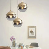 Suspension boule en verre dégradé moderne LED pour salle à manger
