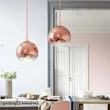 Suspension boule en verre dégradé moderne LED pour salle à manger