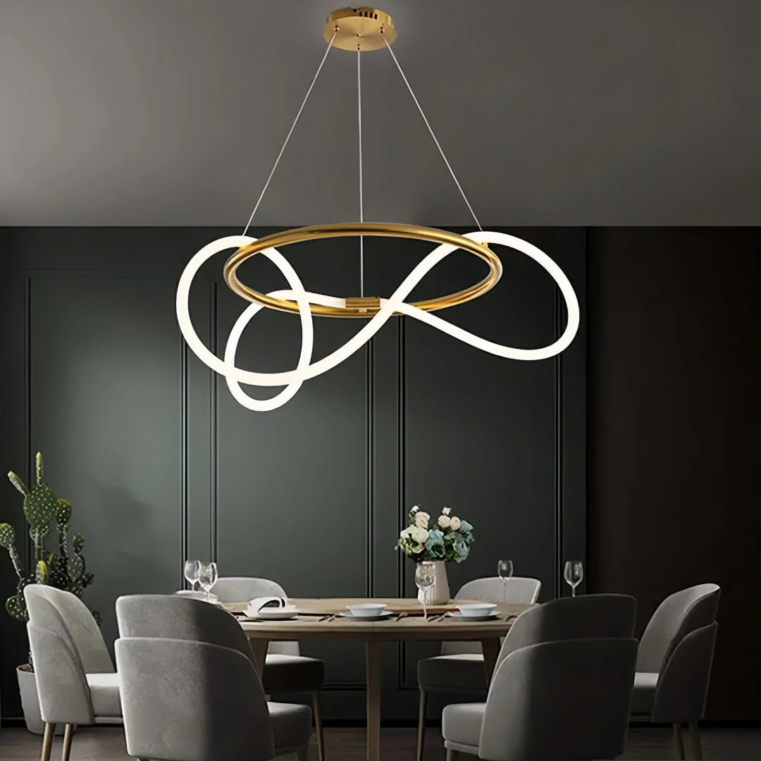 Suspension design moderne anneau LED dimmable en silicone flexible pour salle à manger