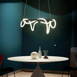 Suspension design moderne anneau LED dimmable en silicone flexible pour salle à manger