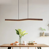 Suspension effet bois scandinave linéaire LED dimmable pour salle à manger