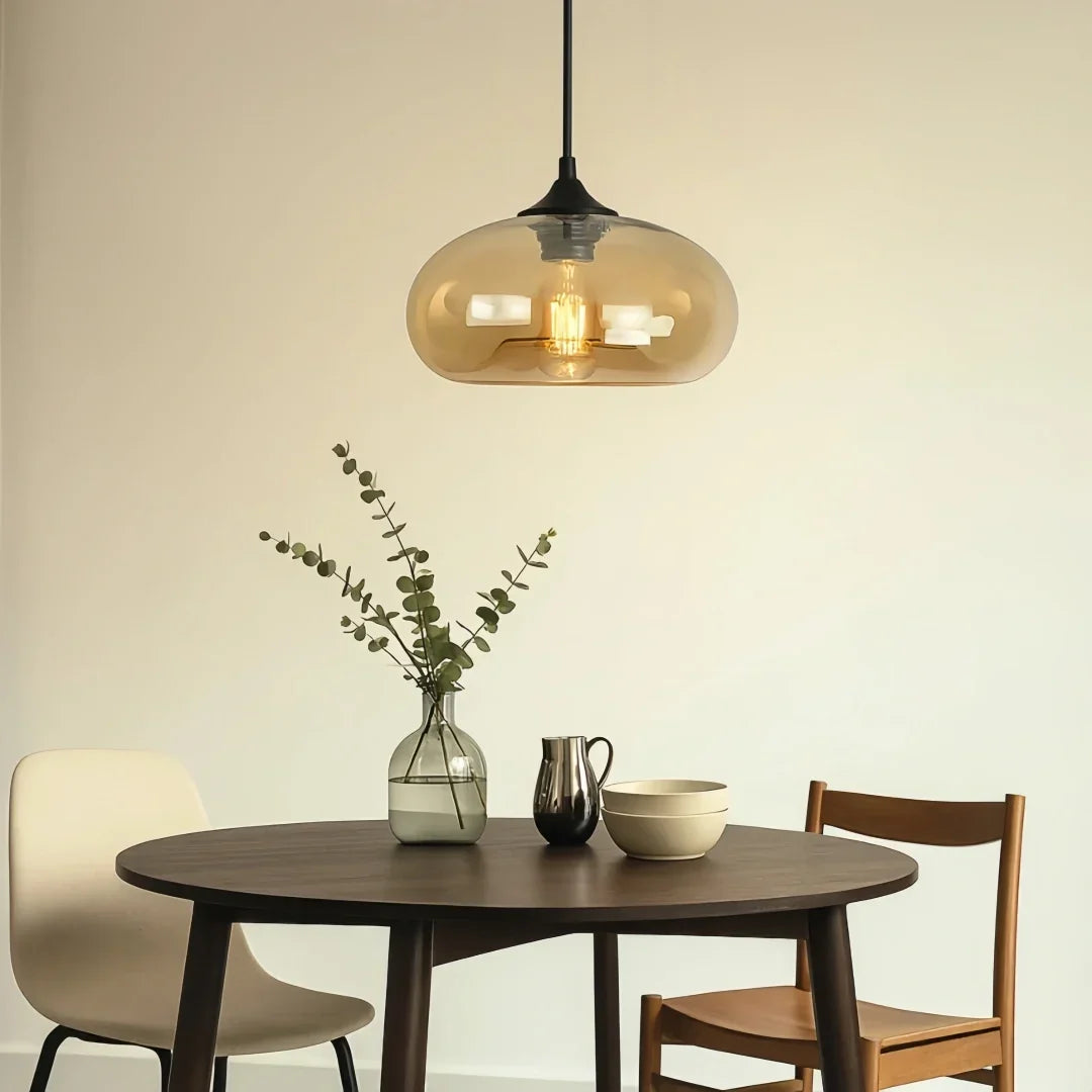 Suspension en verre coloré ovale moderne réglable en hauteur salle à manger