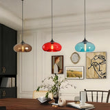 Suspension en verre coloré ovale moderne réglable en hauteur salle à manger