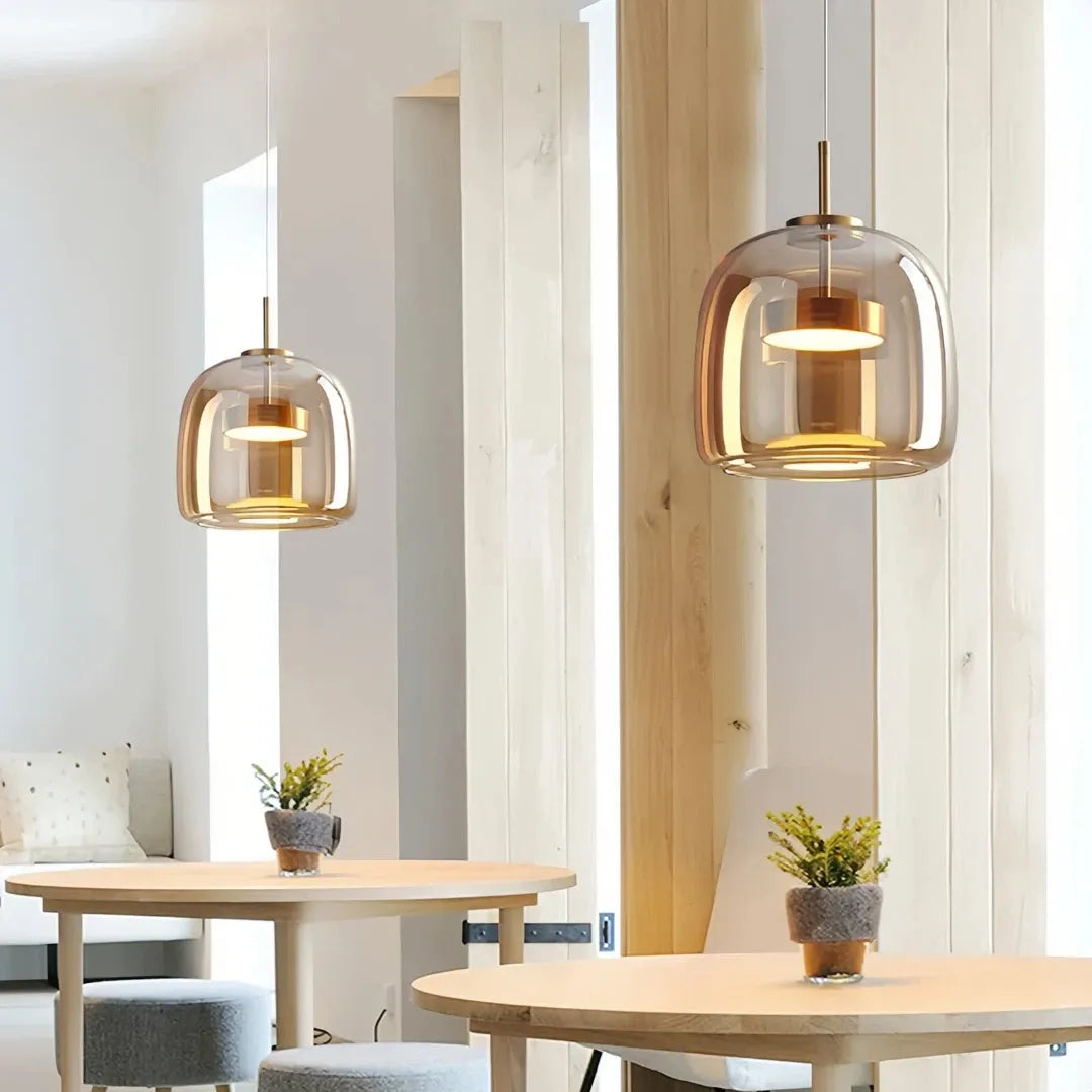 Suspension en verre moderne LED à hauteur réglable pour salle à manger