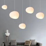 Suspension galet blanc moderne à LED dimmable pour salle à manger