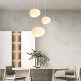 Suspension galet blanc moderne à LED dimmable pour salle à manger