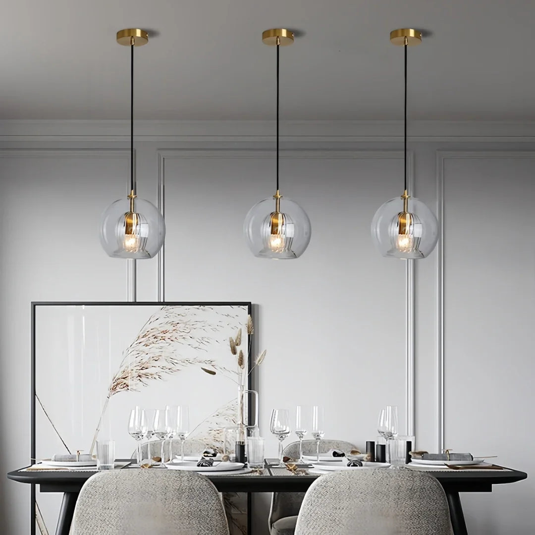 Suspension globe en verre moderne réglable en hauteur pour salle à manger